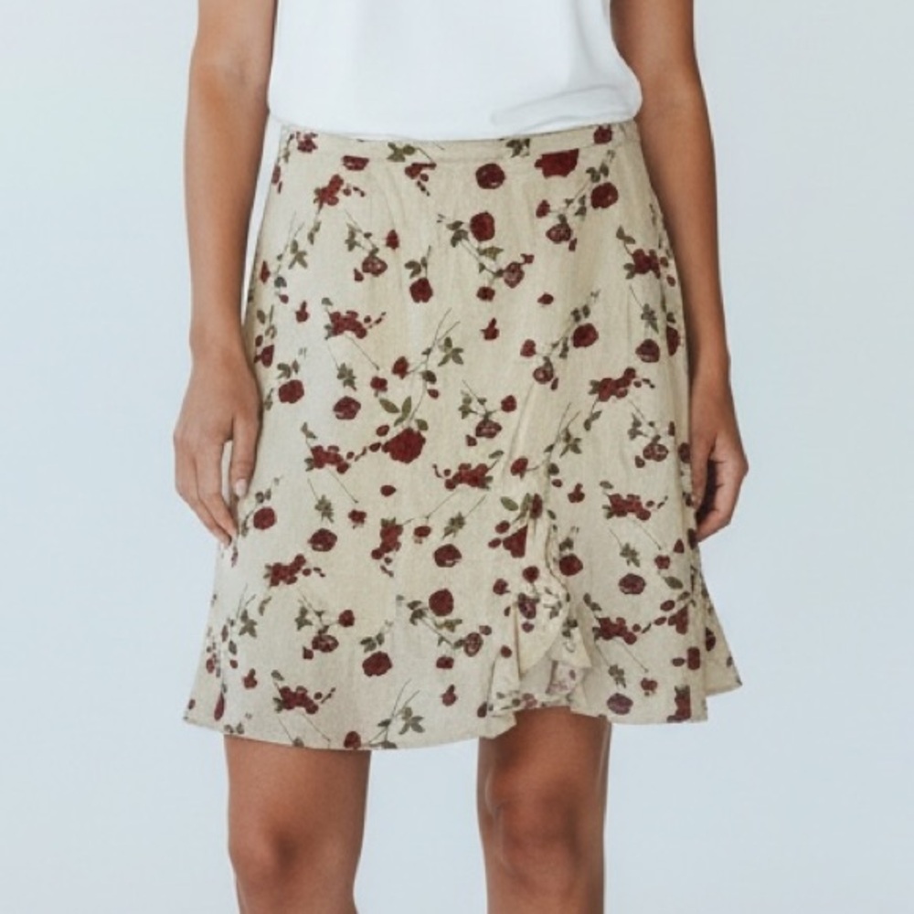 Vtg Jessica Floral Linen Midi Skirt Sz 16P‎ Resortwear Beachy Garden Girl Boho